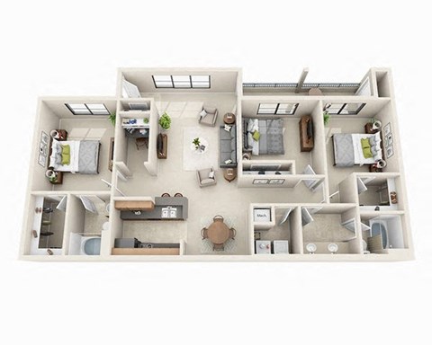 The Carlow Floor Plan | 3 Bed 2 Bath | 1,444 sq.ft.